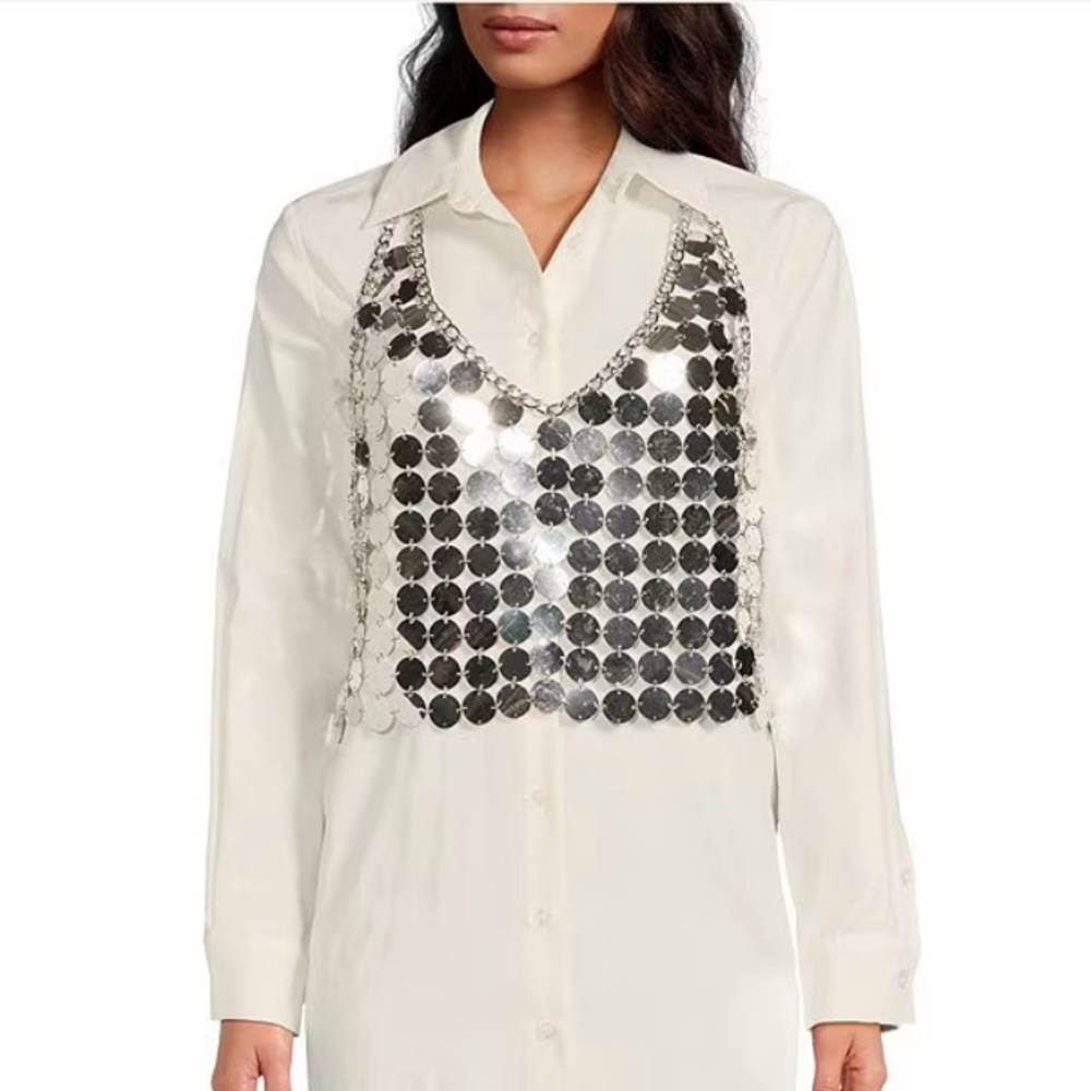 Sequin Sleeveless Chain top